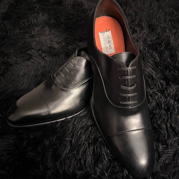 Santoni Men\'s polished black leather Oxford shoe main image 5